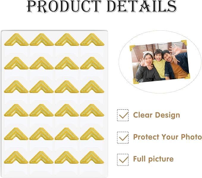 240 Pieces Photo Corners Self Adhesive Photo Corner Stickers, Picture Mounting - Image 3