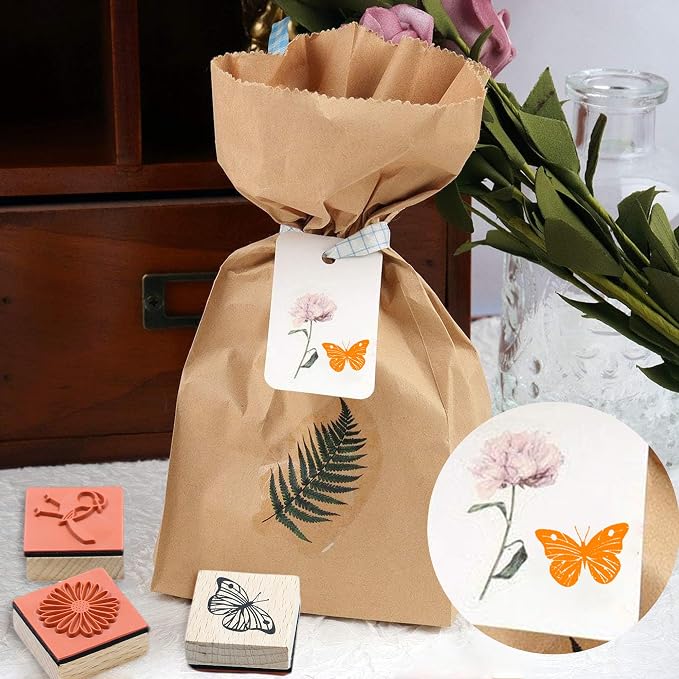 9 PCS Vintage Wooden Rubber Stamps, Wood Stamps - Image 6