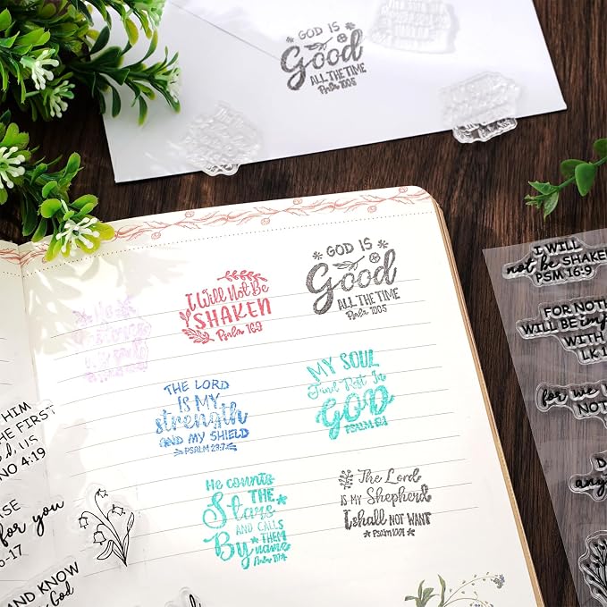 Whaline 4 Sheet Bible Verse Words Clear Stamps Christian God Jesus Silicone - Image 6