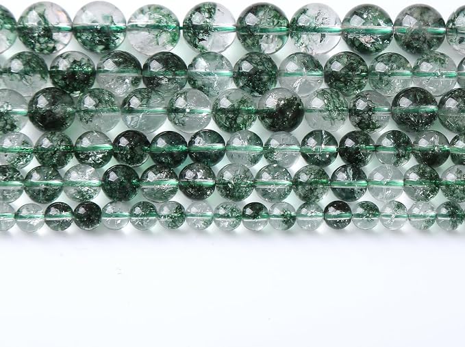 45pcs 8mm Natural Green Phantom Ghost Quartz Stone Round Beads by NaturalStoneBeads