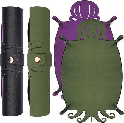 SIQUK 2 Pieces Octopus Dice Rolling Tray PU Leather Dice Mat Folding Scroll by SIQUK