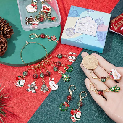 SUNNYCLUE 1 Box 24Pcs 12 Style Christmas Crochet Stitch Markers Stitch Marker - Image 4