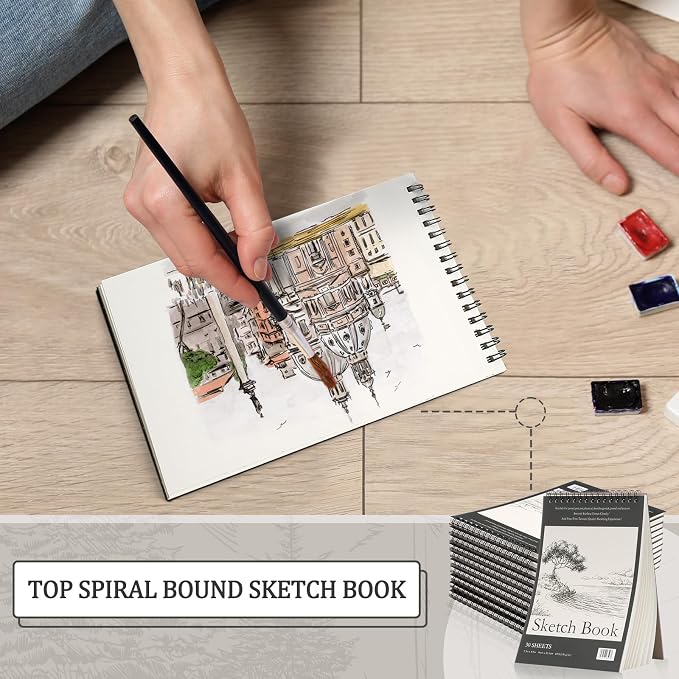 Jexine 40 Pcs 5.5'' x 8.5'' Top Spiral Bound Sketch Book 30 Sheet Each - Image 5