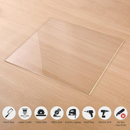 Clear Cast Acrylic Sheet 12" x 12" x 1/8" Thick, Display Projects, Laser Cutting - Image 5