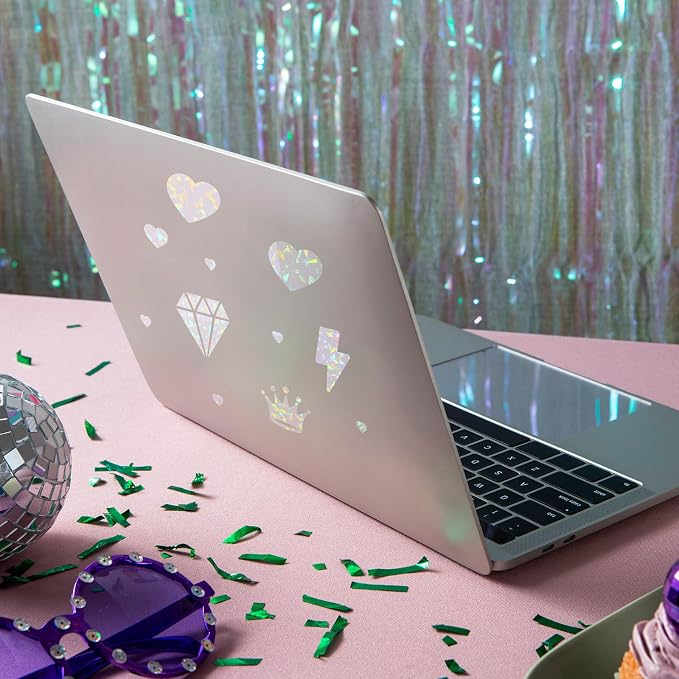 SHENLIU 60 Sheets Holographic Laminate Sheets Clear Glitter Vinyl Sticker Paper - Image 6