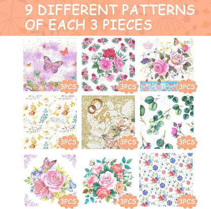 Decoupage Napkins Assorted Floral 27 Pack 9 Styles - Image 3