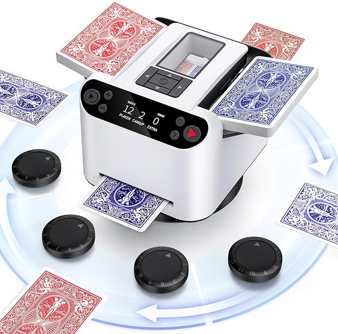 Automatic Card Shuffler and Dealer 2-in-1, 2 Deck 360° Rotating Dealing Machine by WelcometoXPAW