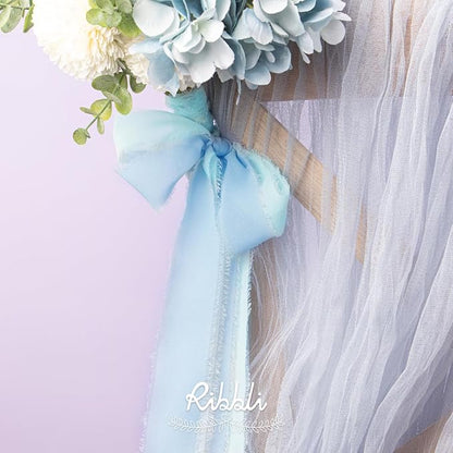 Ribbli Chiffon Ribbon 1.5 inch x 30 Yard Handmade Silk Ribbon, Light Blue/Baby - Image 5