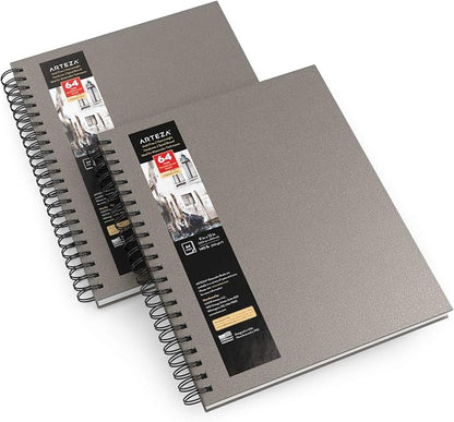 ARTEZA Watercolor Sketchbook 2-Pack, 9x12 Inches – 64 Pages Each, Spiral-Bound by ARTEZA