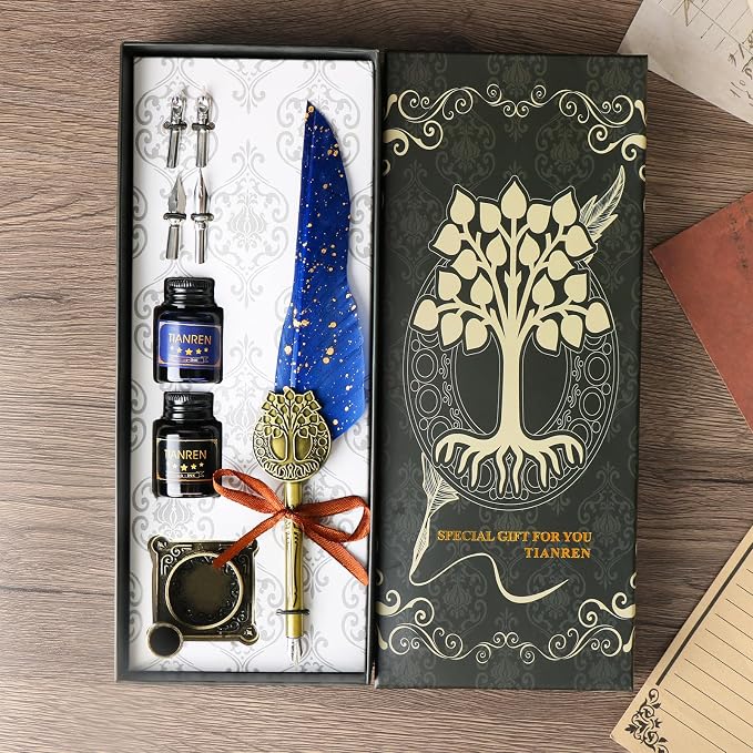 Feather Pen and Ink Set, quill pen ink set, Antique Calligraphy Pen - Image 5