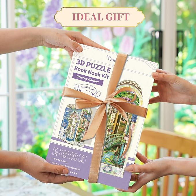 Tonecheer DIY Book Nook Kit for Adults, 3D Puzzle Wooden Miniature House Kit - Image 7