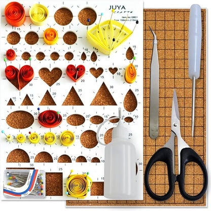 JUYA Paper Quilling Kit with Blue Tools 960 Strips Board Mould Crimper Coach - Image 3