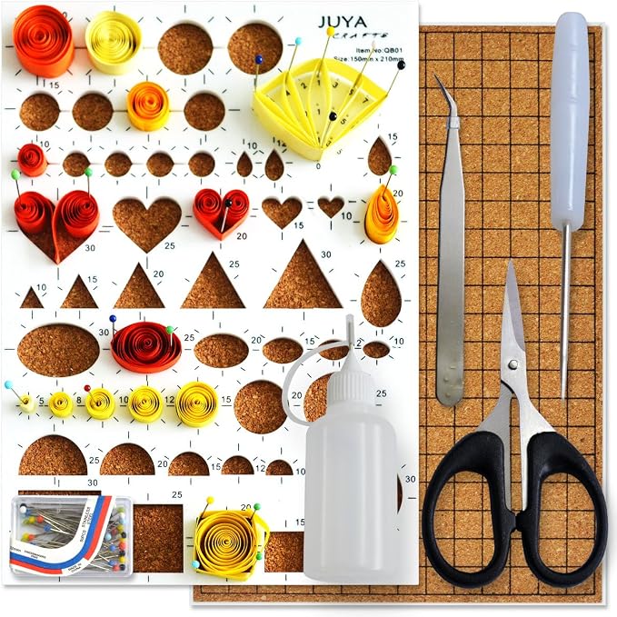 JUYA Paper Quilling Kit with Blue Tools 960 Strips Board Mould Crimper Coach - Image 3