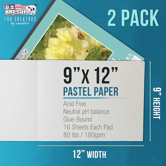 U.S. Art Supply 9" x 12" Pastel Paper Pad: 2 Pack, 4 Neutral Toned Colors - Image 2