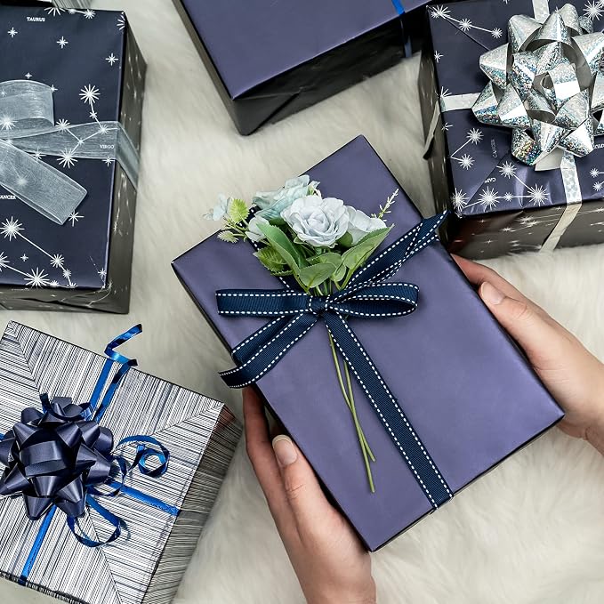 WRAPAHOLIC 30 Inch Navy Blue Wrapping Paper - Image 6