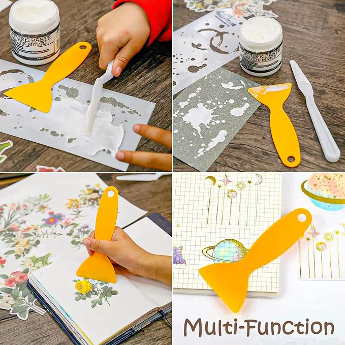 10pcs Plastic Spatula Paint Scrapers, Flexible Resin Scraper Putty Knife Air - Image 4