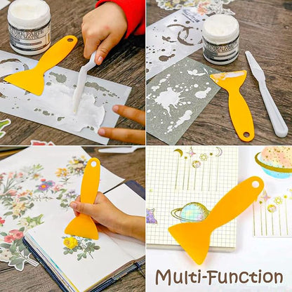 10pcs Plastic Spatula Paint Scrapers, Flexible Resin Scraper Putty Knife Air - Image 4