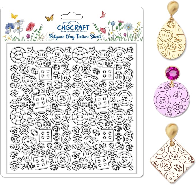 CHGCRAFT Button Pattern Polymer Clay Texture Sheets Heart Graphic Geometric by chgcraft