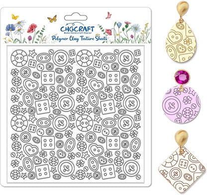 CHGCRAFT Button Pattern Polymer Clay Texture Sheets Heart Graphic Geometric by chgcraft