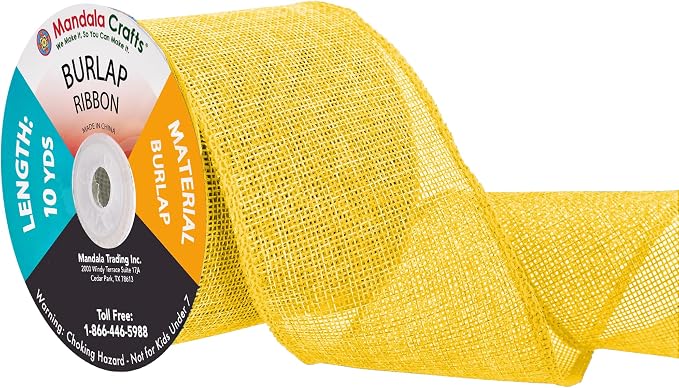 Mandala Crafts Yellow Burlap Ribbon 3 Inches Wide Jute Ribbons by MandalaCrafts