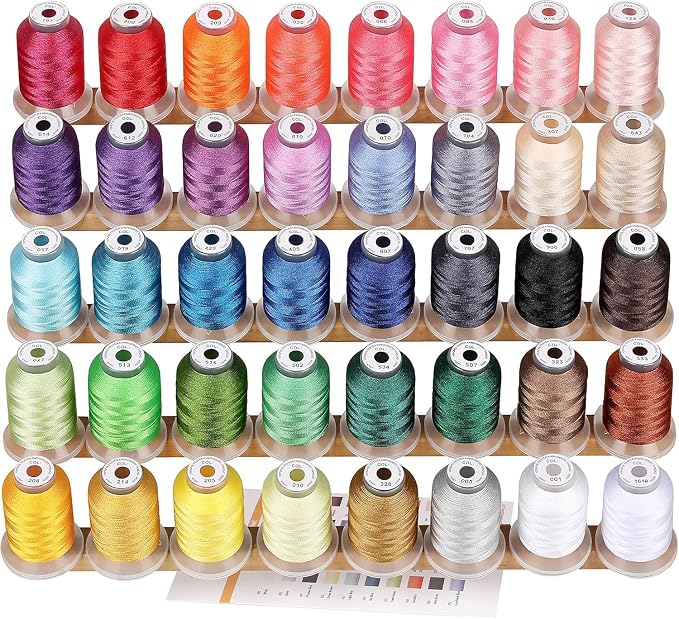 40 Spools Polyester Machine Embroidery Thread Kit 500M Colors Compatible by Newbrothread