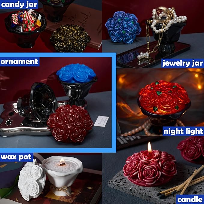 Epoxy Resin Storage Box Silicone Molds A Bouquet of Roses Jar - Image 4