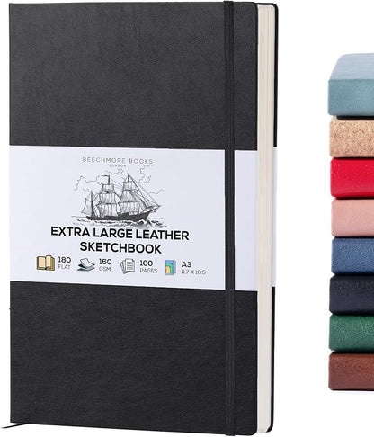 Beechmore Books A3 Sketchbook – 11.7x16.5 Premium Vegan Leather Bound Extra by BeechmoreBooks