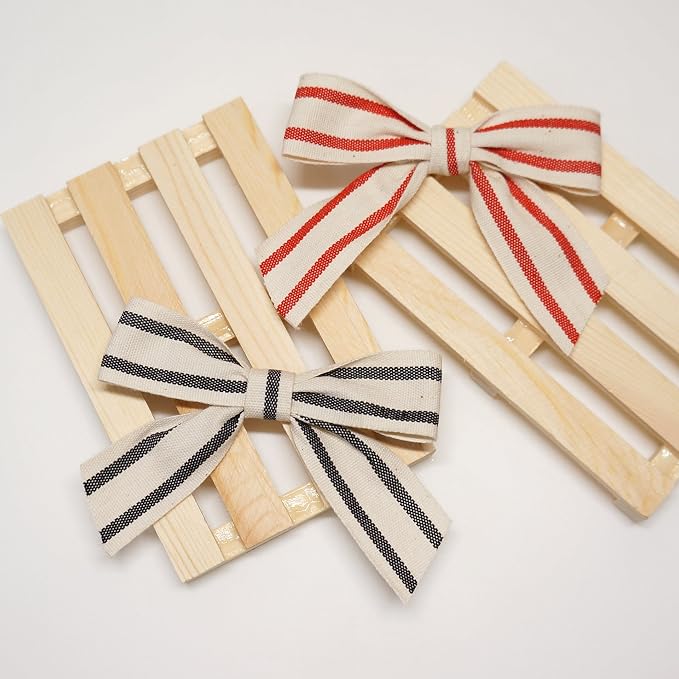 CT CRAFT LLC Ivory Cotton Black Stripes Ribbon 1" x 10 Yards - Image 5