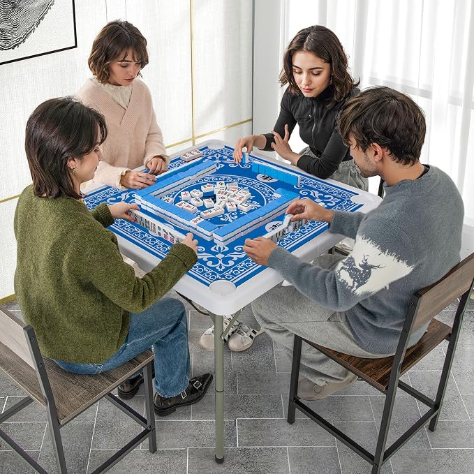 Giantex Folding Mahjong Table, Removable Noise Reduction Mat, HDPE Tabletop - Image 6