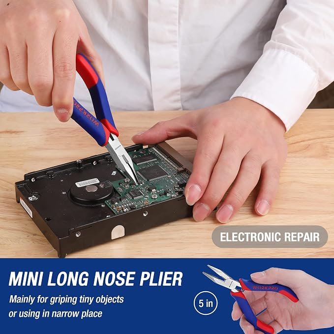 WORKPRO Mini Pliers Set, 3-Piece Small Pliers Tool Kit Includes 4” Diagonal - Image 5
