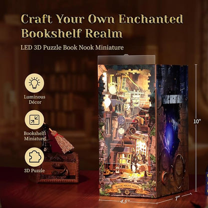 3D Wood Puzzle Book Nook Kit, DIY Magical Miniature Dollhouse - Image 2