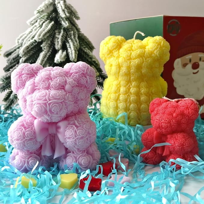 Bowtie Rose Bear Candle Mold - Image 6