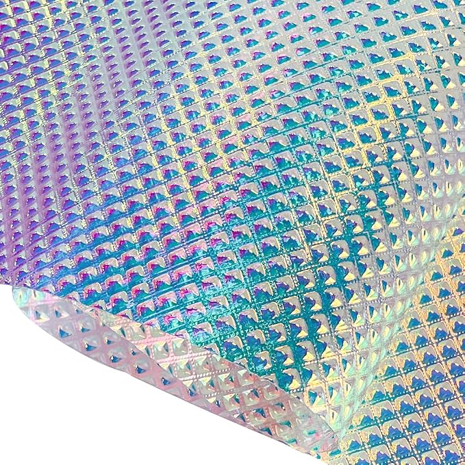 ONEART | Iridescent Transparent Embossed Vinyl Holographic Blue Clear PVC Vinyl - Image 2