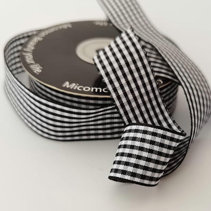 1 Inch Black and White Woven Edge Gingham Ribbon 25 Yards Each Roll 100% - Image 6