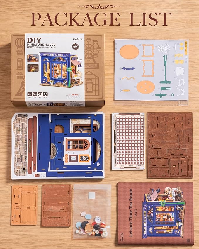 Rolife DIY Miniature House Kit Leisure Tea Time, 3D Book Nook Openable - Image 9