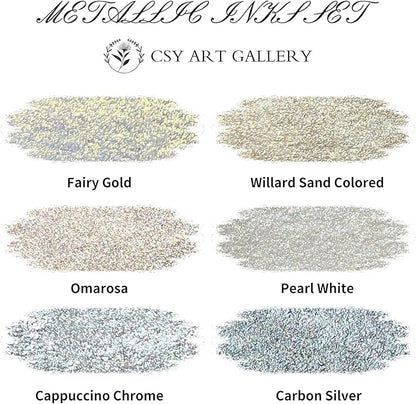 CSY art gallery Metallic -Pearlescent-Glitter Acrylic Ink -Shining Calligraphy - Image 3
