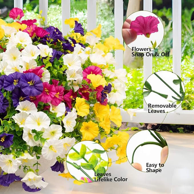 16 Bundles Artificial Flowers for Outdoor Spring Summer Decoration, Realistic - Image 4