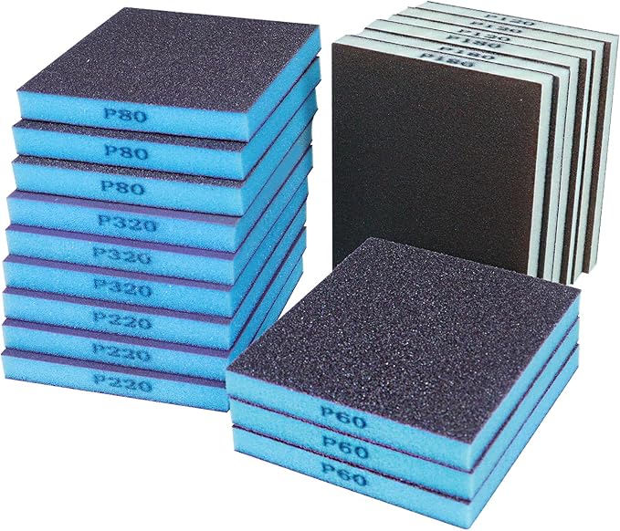 18pcs Sanding Sponge Kit 60, 320 grit, Soft Sanding Blocks Washable and Reusable by Unknown