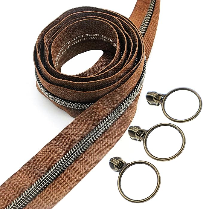 Leekayer #5 Antique Brass Metallic Nylon Coil Zippers by The Yard Bulk 10 Yards - Image 7