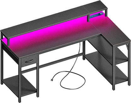 SUPERJARE 53 inch Reversible L Shaped Desk by SUPERJARE