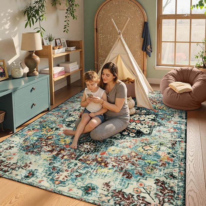 Lahome Bohemian Floral Medallion Area Rug - Image 3