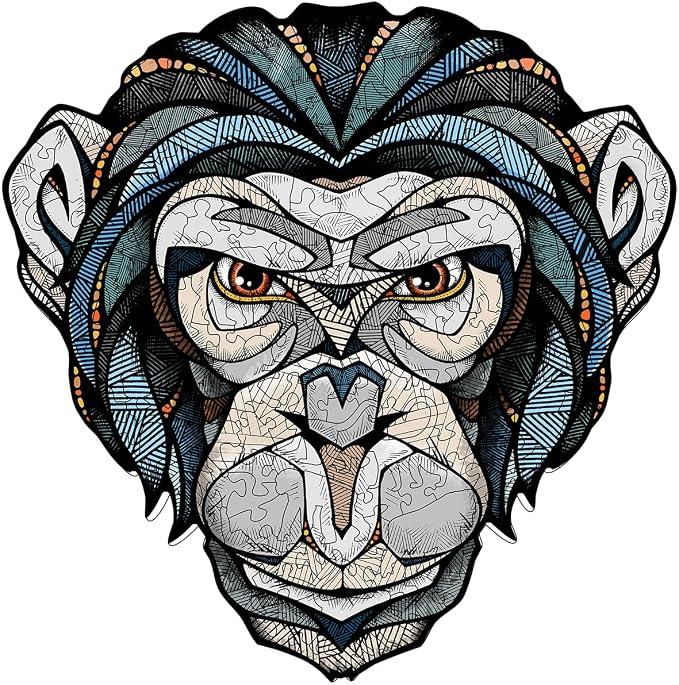 EWA Home Décor – Chimp Small 110 Pieces – Wooden Jigsaw Puzzle by EWAEcoWoodArt