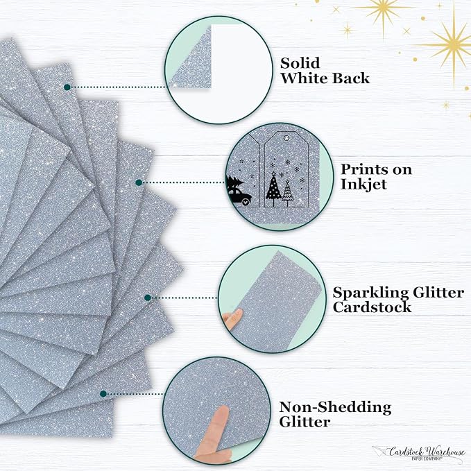 Cardstock Warehouse Diamond Print Inkjet Glitter-Premium Silver Glitter - Image 3