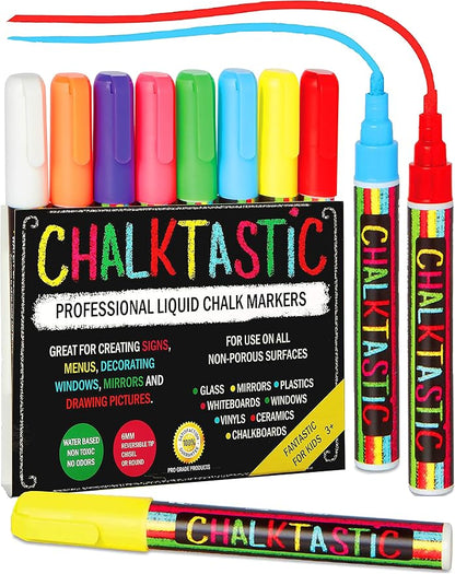 Chalkboard Markers Set of 8 Washable, Erasable Chalk Ink Dry Erase Pens by ChalkTatsic+%28CIW0R%29