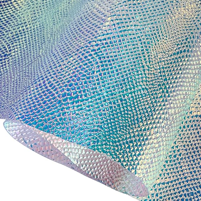ONEART | Iridescent Transparent Embossed Vinyl Holographic Blue Clear PVC Vinyl - Image 2