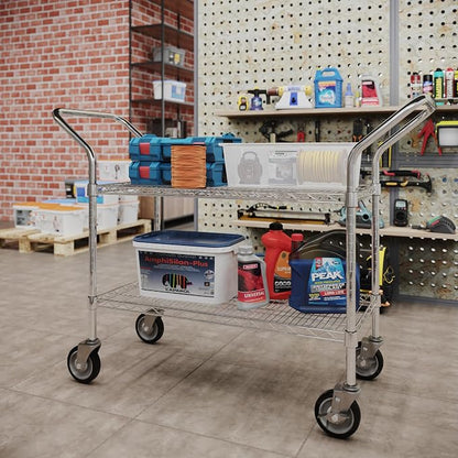 18" W x 36" L x 36" H Chrome Heavy Duty Utility Cart | 2-Tier | NSF Commercial - Image 4