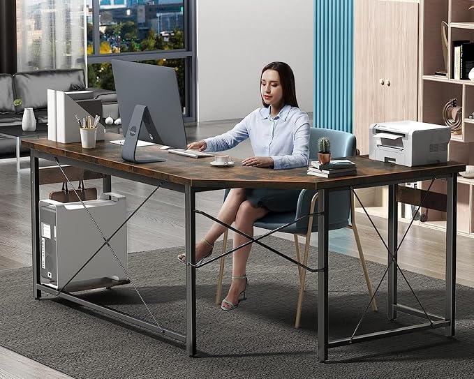 Coleshome 66" L Shaped Larger Gaming Desk, Corner Computer Desk, Sturdy Home - Image 5