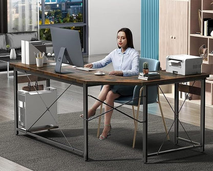 Coleshome 66" L Shaped Larger Gaming Desk, Corner Computer Desk, Sturdy Home - Image 5