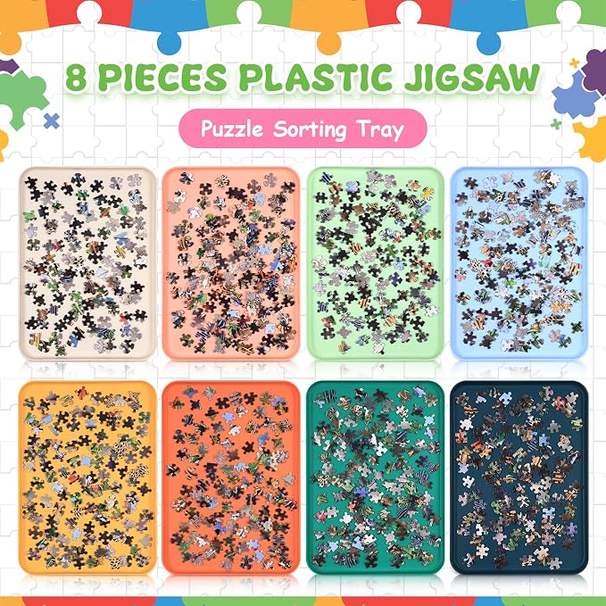 8 Pcs 12'' x 8.7'' Extra Large Puzzle Sorting Trays Stackable Puzzle Trays - Image 5