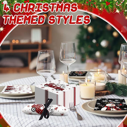 Janlaugh 200 Pcs Christmas Paper Napkins Disposable Snowman Cocktail Napkins - Image 5